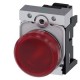 3SU1153-6AA20-3AA0 SIEMENS Indicator lights, 22 mm, round, metal, shiny, red, lens, smooth, with holder, LED..