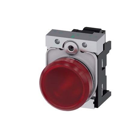 3SU1153-6AA20-3AA0 SIEMENS Indicator lights, 22 mm, round, metal, shiny, red, lens, smooth, with holder, LED..