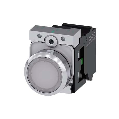 3SU1156-0AB60-3BA0 SIEMENS Illuminated pushbutton, 22 mm, round, metal, shiny, white, pushbutton, flat, mome..