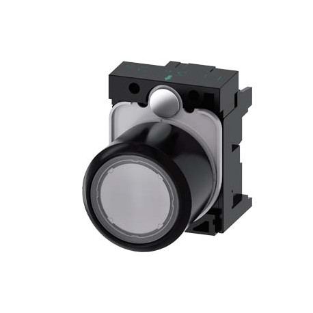 3SU1201-0EB70-0AA0 SIEMENS Pushbutton, compact, with extended stroke (12 mm), 22 mm, round, plastic, clear, ..