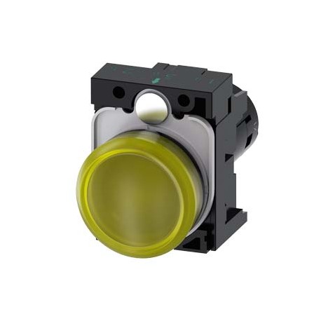 3SU1201-6AB30-1AA0 SIEMENS Indicator lights, compact, 22 mm, round, plastic, yellow, lens, smooth, with hold..