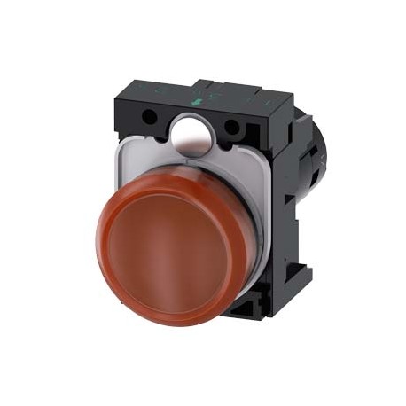 3SU1201-6AC00-1AA0 SIEMENS Indicator lights, compact, 22 mm, round, plastic, amber, lens, smooth, with holde..