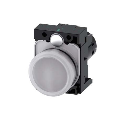 3SU1201-6AC60-1AA0 SIEMENS Indicator lights, compact, 22 mm, round, plastic, white, lens, smooth, with holde..
