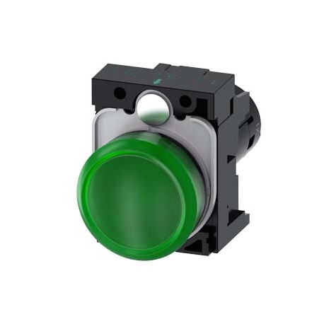 3SU1201-6AF40-1AA0 SIEMENS Indicator lights, compact, 22 mm, round, plastic, green, lens, smooth, with holde..