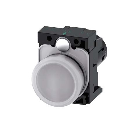 3SU1201-6AF60-1AA0 SIEMENS Indicator lights, compact, 22 mm, round, plastic, white, lens, smooth, with holde..