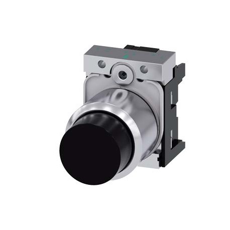 3SU1250-0FB10-0AA0 SIEMENS Pushbutton, compact, with extended stroke (12 mm), 22 mm, round, metal, black, pu..