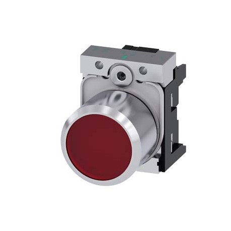 3SU1251-0EB20-0AA0 SIEMENS Pushbutton, compact, with extended stroke (12 mm), 22 mm, round, metal, red trans..