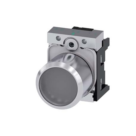 3SU1251-0EB70-0AA0 SIEMENS Pushbutton, compact, with extended stroke (12 mm), 22 mm, round, metal, clear, pu..
