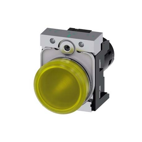 3SU1251-6AB30-1AA0 SIEMENS Indicator lights, compact, 22 mm, round, metal, yellow, lens, smooth, with holder..