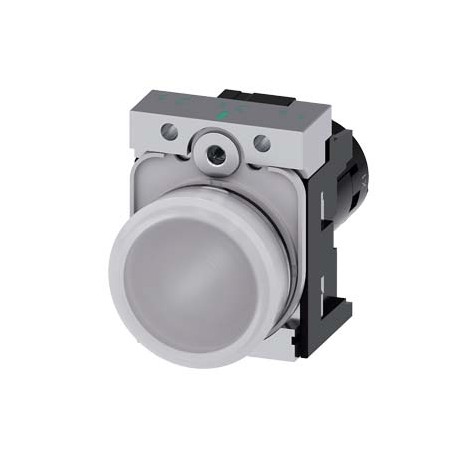 3SU1251-6AB60-1AA0 SIEMENS Indicator lights, compact, 22 mm, round, metal, white, lens, smooth, with holder,..