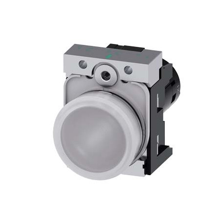 3SU1251-6AC60-1AA0 SIEMENS Indicator lights, compact, 22 mm, round, metal, white, lens, smooth, with holder,..