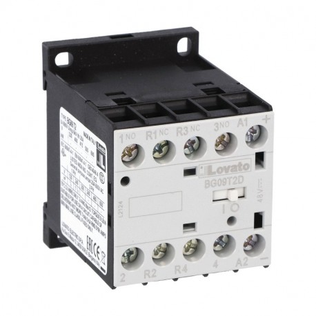 11BG09T2D048 BG09T2D048 LOVATO Minicontactor Tetrapolar 20A AC1 2 NA 2 NC Bobina 48V DC