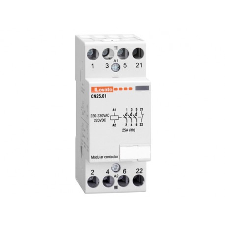 CN3210024 LOVATO CONTACTEUR MODULAIRE, TROIS PÔLES OU QUATRE-POLE, 32A AC1, 24VAC / DC (4NO)