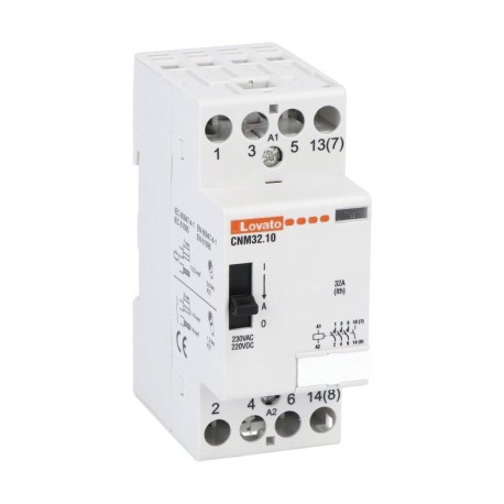 CNM3210220 LOVATO CONTACTEUR MODULAIRE AVEC COMMANDE MANUELLE, TROIS PÔLES OU QUATRE-POLE, 32A AC1, 220 ... ..