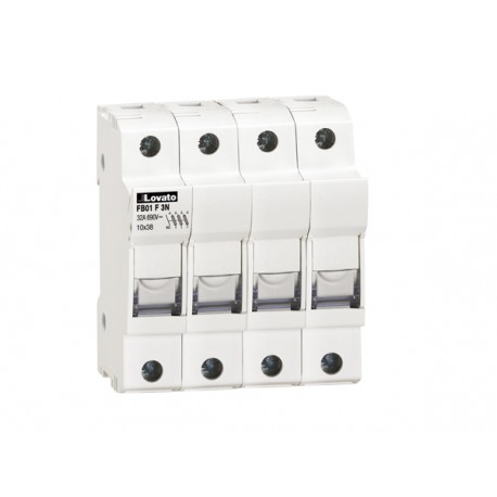 FB01F3N LOVATO FUSE HOLDER UL et certifié CSA, POUR 10x38mm FUSIBLES. 32A COURANT NOMINAL AT 690VAC, 3P + N...