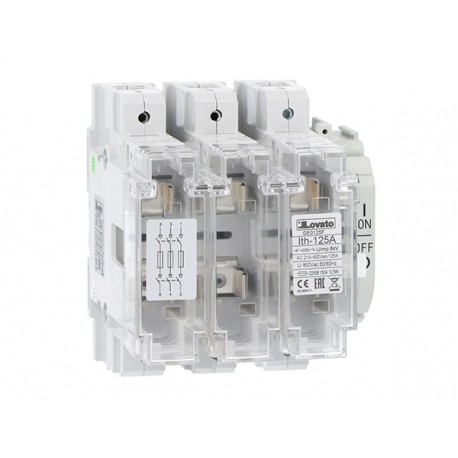 GE0125F LOVATO TROIS-POLE INTERRUPTEUR SECTIONNEUR AVEC NFC HOLDER FUSE, 125A