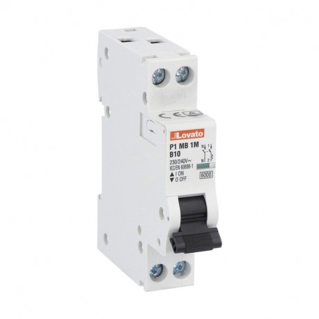 P1MB1MB20 LOVATO MINIATURE CIRCUIT BREAKER, 1P + N 6KA. 1 MODULE, B CARACTERISTIQUE, 20A