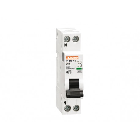 P1MB1MC02 LOVATO MINIATURE CIRCUIT BREAKER, 1P + N 6KA. 1 MODULE, CARACTERISTIQUE C, 2A