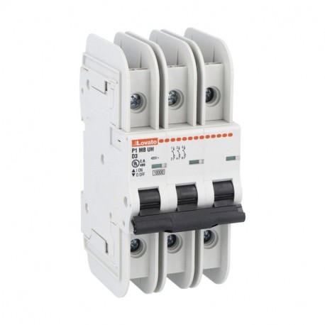 P1MBUH3PD02 LOVATO MINIATURE CIRCUIT BREAKER, 1P 10KA. 3 MODULES, CHARACTERISTIC D, 2A