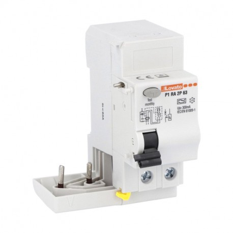 P1RA2P63A300 LOVATO BLOCCO DIFFERENZIALE, 2P TIPO A, 63A (IΔn 300mA)