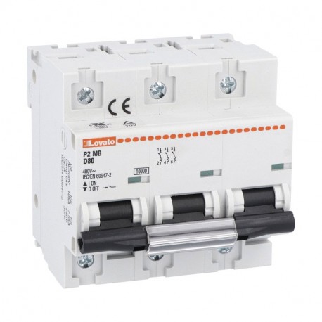 P2MB3PD080 LOVATO INTERRUTTORE MAGNETOTERMICO, 1P, 2P, 3P E 4P 10KA, CARATTERISTICA D, 80A