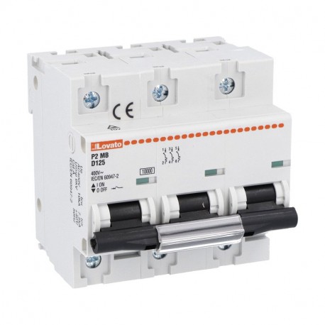 P2MB3PD125 LOVATO INTERRUTTORE MAGNETOTERMICO, 1P, 2P, 3P E 4P 10KA, CARATTERISTICA D, 125A