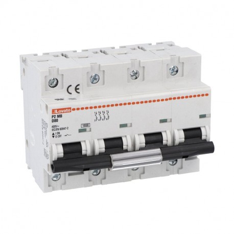 P2MB4PD080 LOVATO Interruptor Magnetotérmico Curva D 4 Polos 80 A 10 kA