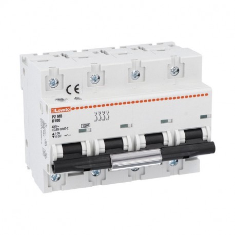 P2MB4PD100 LOVATO INTERRUTTORE MAGNETOTERMICO, 1P, 2P, 3P E 4P 10KA, CARATTERISTICA D, 100A