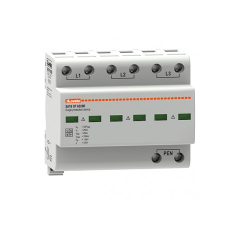 SA1B3PA320R LOVATO Proteção contra surtos DEVICE tipo 1 e 2 MONOBLOCK, IEC impulso de corrente IIMP (10 / 35..
