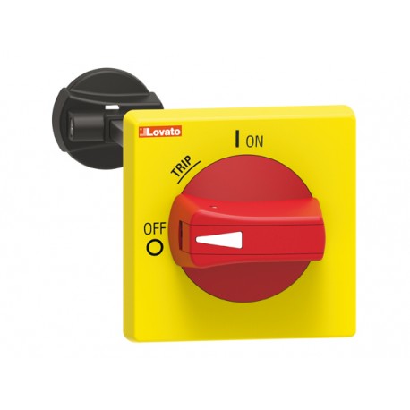 SM2X18200R LOVATO PADLOCKABLE IP65 (4X) DOOR COUPLING HANDLE. RED/YELLOW COMPLETE WITH ROD LENGTH 200MM