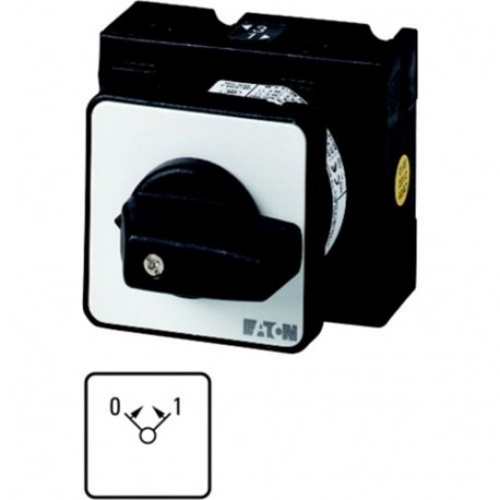 T0-1-8/EZ 009384 EATON ELECTRIC ON-OFF button, Contacts: 2, 20 A, front plate: 0 1, 45 °, momentary, centre ..
