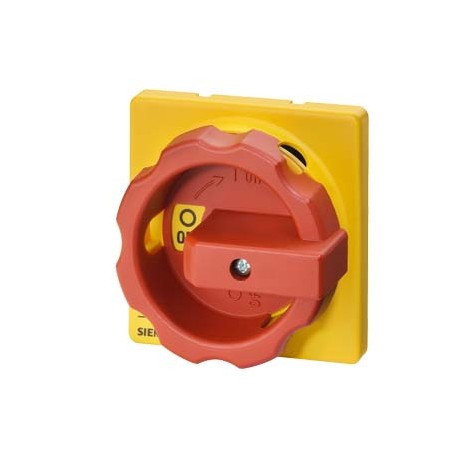 3LD9284-3B SIEMENS rotary operating mechanism, actuating lever Red / yellow, four-hole Front mounting, acces..