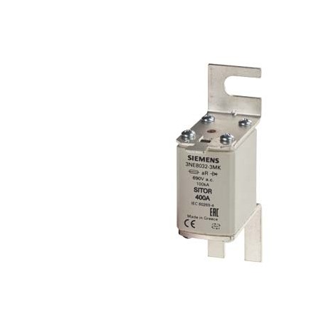 3NE8032-3MK SIEMENS SITOR fuse link, with Bolt-on links, NH00, In: 400 A, aR, Un AC: 690 V, Un DC: 440 V, fr..