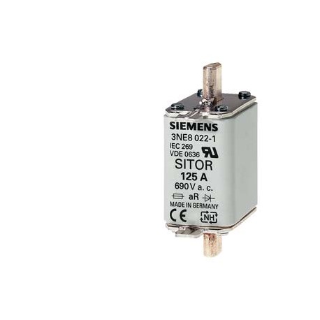 3NE8024-1 SIEMENS SITOR fuse link, with blade contacts, NH00, In: 160 A, aR, Un AC: 690 V, Un DC: 440 V, fro..