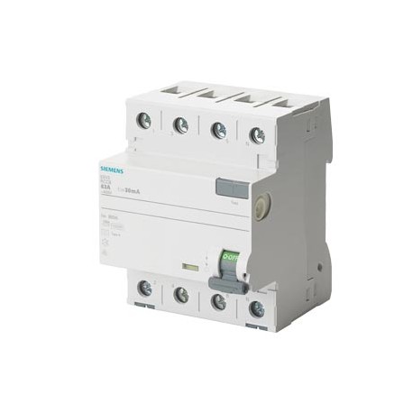 5SV3742-6 SIEMENS Residual current operated circuit breaker, 4-pole, type A, In: 25 A, 500 mA, Un AC: 400 V