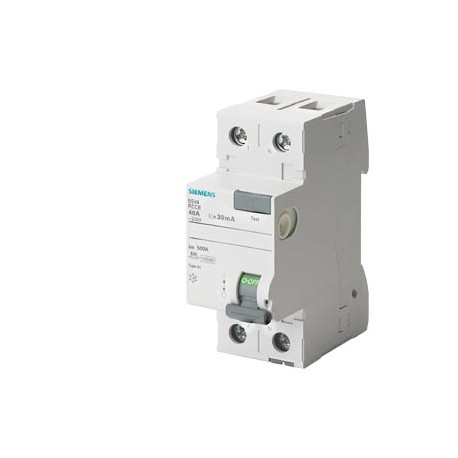 5SV4312-0 SIEMENS Residual current operated circuit breaker, 2-pole, Type AC, In: 25 A, 30 mA, Un AC: 230 V