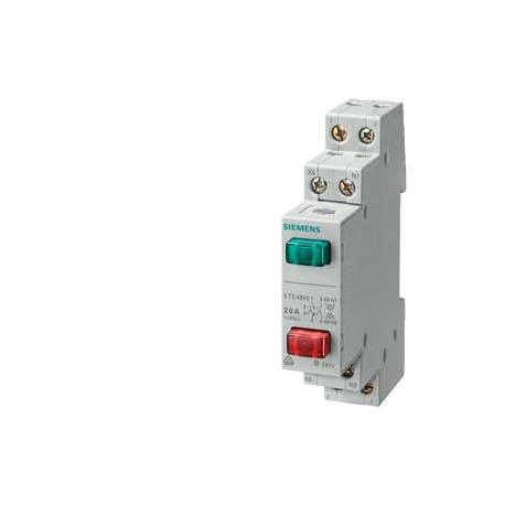 5TE4841 SIEMENS pulsante, 1NO+1NC 20 A, 2 pulsanti rosso verde, LED 230 V
