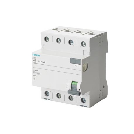 5SV4446-0 SIEMENS Residual current operated circuit breaker, 4-pole, Type AC, In: 63 A, 100 mA, Un AC: 400 V