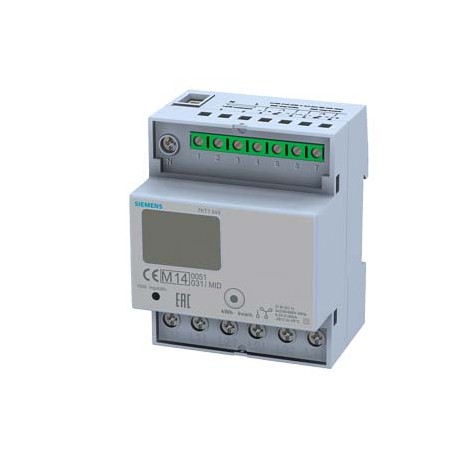 7KT1545 SIEMENS E counter with LC display, 3-phase, 80 A, 2xS0, 2 tariffs, Direct connection calibrated acco..