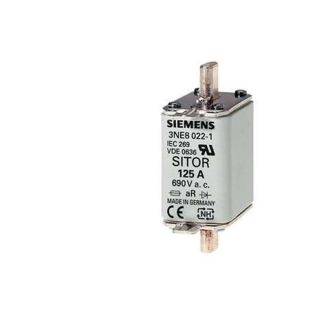 3NE1020-2 SIEMENS Cartuccia fusibile SITOR, con contatti a coltello, NH00, In: 80 A, gR, Un AC: 690 V, Un DC..