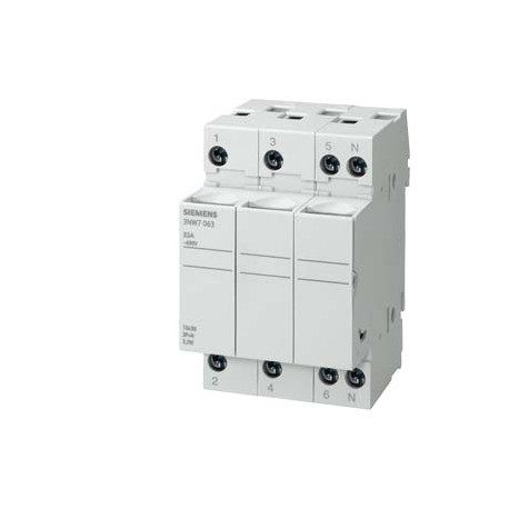 3NW7063 SIEMENS SENTRON, portafusibili per cartucce cilindriche, 10x38 mm, 3P+N, In: 32 A, Un AC: 690 V