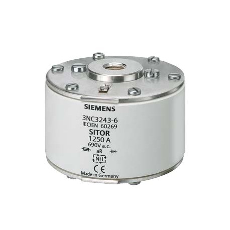 3NC3241-6B SIEMENS SITOR-Sicherungseinsatz, mit beidseitigem Innengewinde, NH2, In: 1000 A, aR, Un AC: 690 V..