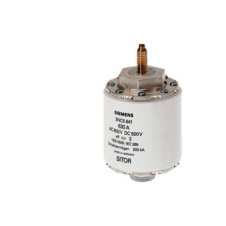 3NC5841 SIEMENS Cartuccia fusibile SITOR, con filetto interno e attacco a bullone, In: 630 A, aR, Un AC: 800..