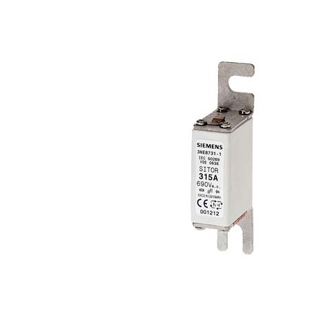 3NE8722-1 SIEMENS Cartuccia fusibile SITOR, con alette di fissaggio a vite, NH000, In: 125 A, aR, Un AC: 690..