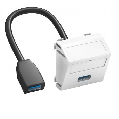 MTS-U3A F RW1 6104934 OBO BETTERMANN Prendere multimediale, cavo USB 3.0 AA, 45x45mm, bianco puro, 9010, Pol..