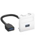 MTG-U3A F RW1 6104922 OBO BETTERMANN Toma multimedia, USB 3.0 A-A, con cable de conexión, 45x45mm, blanco pu..