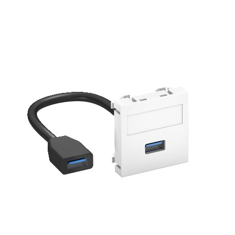 MTG-U3A F RW1 6104922 OBO BETTERMANN Toma multimedia, USB 3.0 A-A, con cable de conexión, 45x45mm, blanco pu..