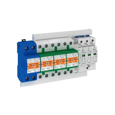 PS4-B+C TNS+FS 5089763 OBO BETTERMANN Como definir o tipo de proteção 1 + 2, 4 pólos com FS, 255V,