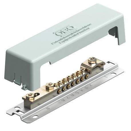 1809 M 5015081 OBO BETTERMANN Potentialausgleichsschiene mit Metallfuß, 188mm, Grau, Messing, CuZn