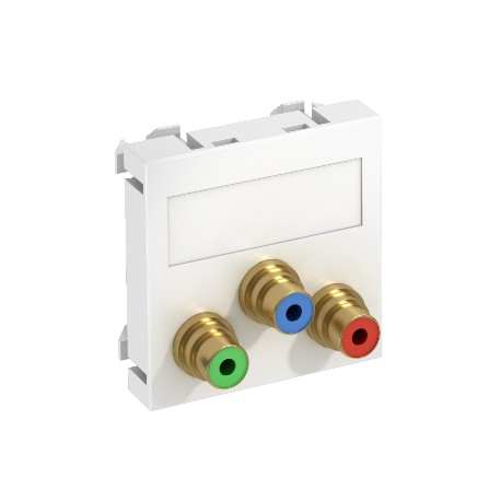MTG-3R F RW1 6105138 OBO BETTERMANN Toma multimedia, video cinch, 3x enganche, toma-toma, 45x45mm, blanco pu..
